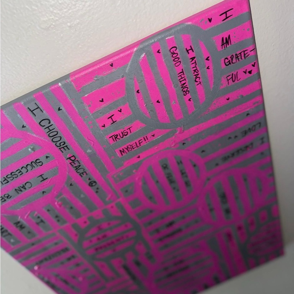Abstract Pink and Gray Motivational Art Painting - Picture 5 of 6